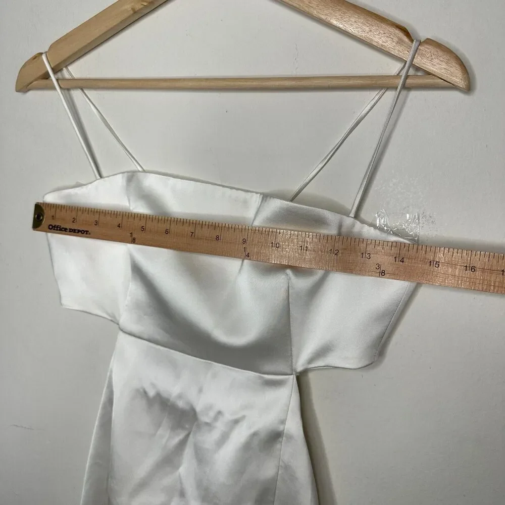 Gauge81 Marta White Satin Cut Out Square Neck Sleeveless Open Side Tie Back  SM - Picture 12 of 13